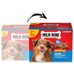 Close-up of Milk-Bone peanut butter flavored biscuits showing crunchy texture