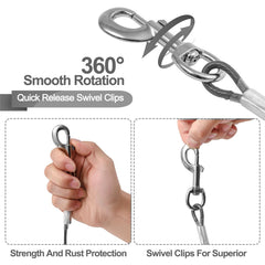 Mi Metty 360° swivel reduces tangling as your dog explores.