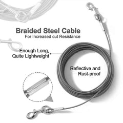 Mi Metty tie-out includes post-attachment for hands-free control.
