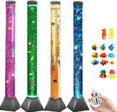 Mindiverse sensory bubble tube night lamp setup creates a calming, kid-friendly bedroom ambiance.