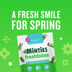 Minties FreshBites 100 count bag highlighted as a low calorie treat option