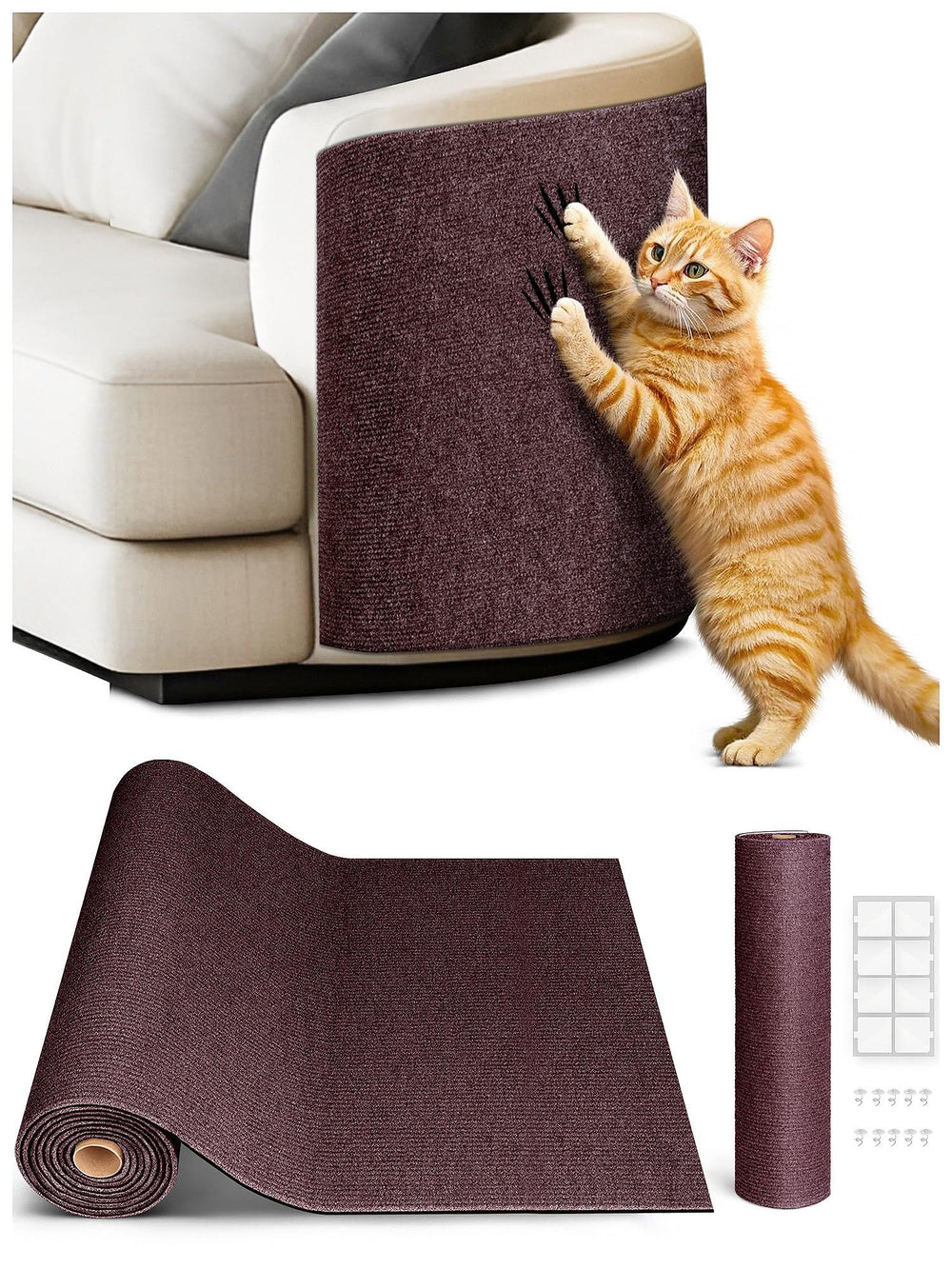 Minyii cat scratch mat in coverage area protects furniture from claws