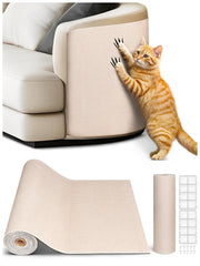 Minyii cat scratch mat on sofa edge provides furniture protection and scratch relief.