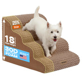 Miorun extra-wide-4-steps dog stairs on bed provide stable access for large dogs.
