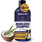Miracle Vet medicated shampoo bottle pour for easy application and a refreshed coat