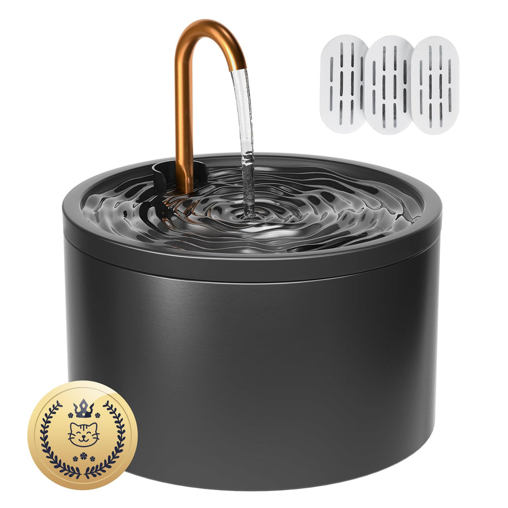MISFANS Ceramic Cat Water Fountain 2.1L, sleek design for clean hydration at home.