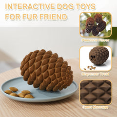 MITOCAPY Pine Cone Dog Puzzle Dispensing feature image shows treat release for mental stimulation.
