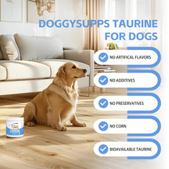 Mitrophics Doggy Supps Taurine measuring-scoop shown for precise daily dosing.