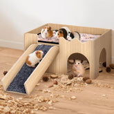 Mittimiya large guinea pig castle - wooden bed with easy assembly for sturdy setup.