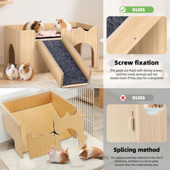Mittimiya guinea pig hideout - widened stairs with guardrails for pet safety.