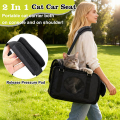 Mity Rain cushioned travel seat keeps small pets comfortable during car journeys.