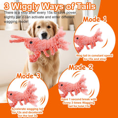 Rechargeable lobster toy with included charging cable for extended playtime.