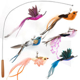 miwoowim interactive cat toy with a 35-inch wire wand and wooden handle for engaging play