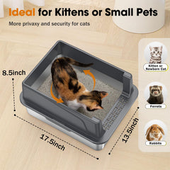 MIXJOY 2Pack XL size stainless steel litter box for larger cats, roomy space