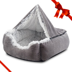 MIXJOY 25-inch dog bed front view shows rectangle den design for secure, cozy naps