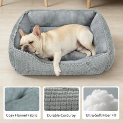 MIXJOY rectangle washable dog bed side view showing low entry for easy access
