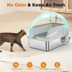 MIXJOY stainless steel litter box inner pan is easy to clean and non-stick.