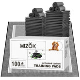 MIZOK charcoal dog pee pad packaging shows a value pack for potty training.