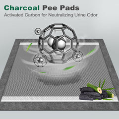 MIZOK Charcoal pee pad with four corner tabs for secure placement during training