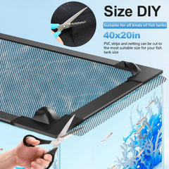 MLEJU DIY mesh lid being cut to fit curved tanks.