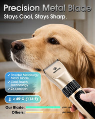 M&M STAR dog clippers with low-noise operation for calm grooming sessions.