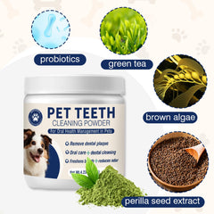 MNQAXZ dental powder for dogs helps remove tartar from teeth.
