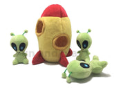 MODERN WAVE interactive squeaky plush hide-and-seek squirrel with spaceship keeps small dogs engaged indoors.