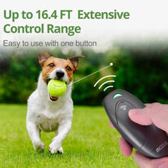 MODUS deterrent with wrist strap in use outdoors for controlled barking.