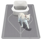 Mofason rubber cat litter mat in grey catches litter and protects floors.
