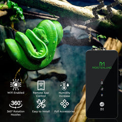 Moistenland Mister wifi control app enables remote misting and status alerts.