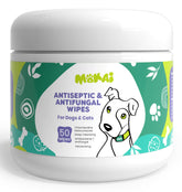 MOKAI antiseptic wipes for dog application soothe hot spots and itchy skin.