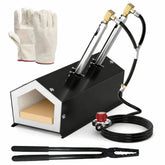 Molten Masters portable 2-burner forge front view for quick heating