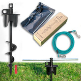 Molvyan dog stake with spiral ground anchor for secure outdoor tethering in soft soil.