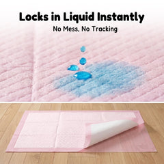 MoMoCo Pink Puppy Pads 23x23 6-layer structure for reliable absorption during potty training.