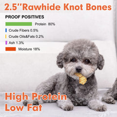 MON2SUN dog rawhide knot bones 2.5-inch textured chew for durability