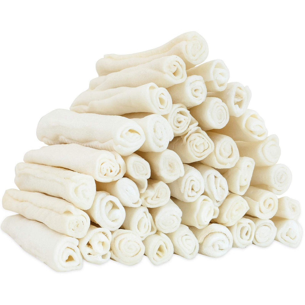 MON2SUN dog rawhide rolls twist sticks 6.5 inch for small dogs keeps dogs entertained.