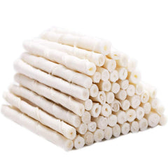 MON2SUN rawhide twist stick 5-inch pack for puppies and small dogs, satisfying chewing.