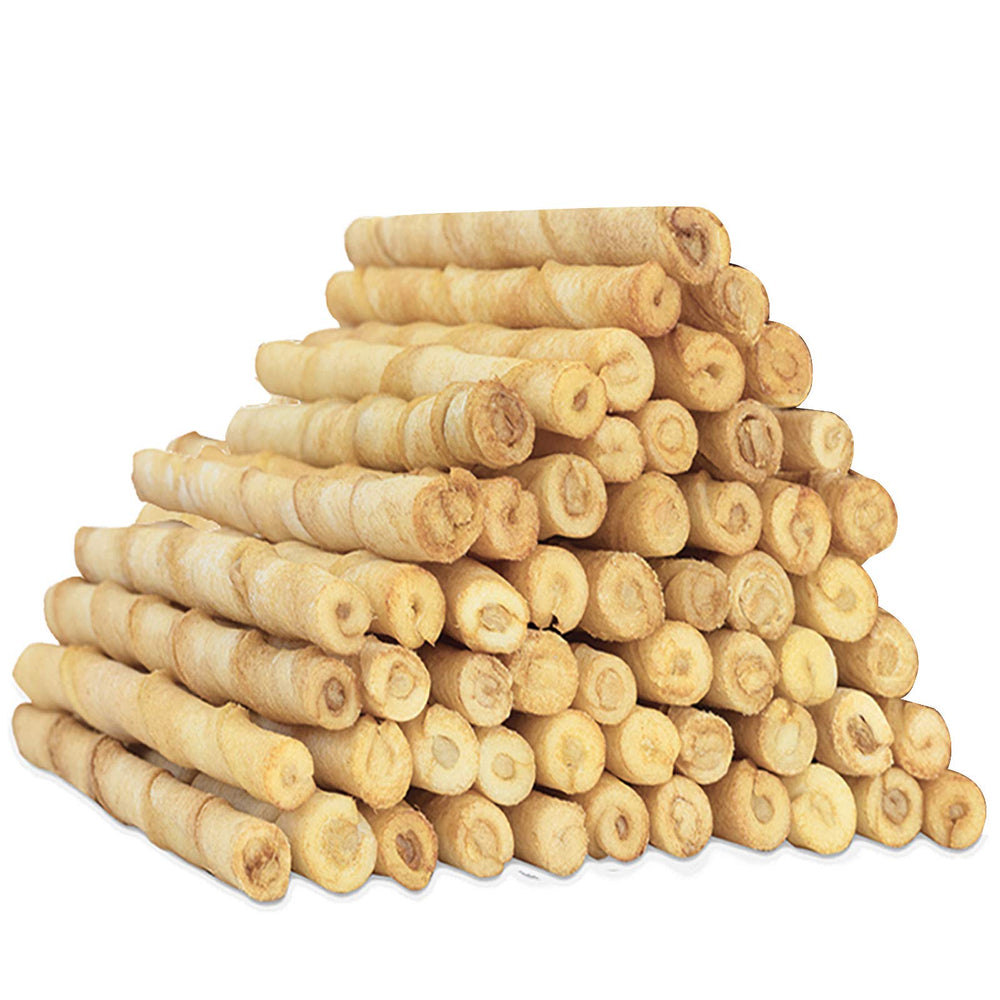 MON2SUN dog rawhide twist sticks 5-inch pack for extended chewing sessions.