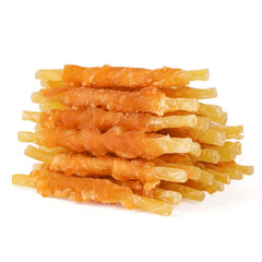 MON2SUN dog treats: 4.5–4.7 inch chicken-wrapped codfish stick, ideal for training rewards.