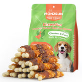 MON2SUN Double Flavor chew for small dogs with chicken and duck wrapped around calcium bone, ideal for chewing.