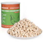 MON2SUN freeze-dried chicken treats in a jar, convenient for quick rewards during training.