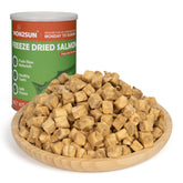 MON2SUN freeze-dried salmon cubes in jar-front, protein-rich treat for dogs and cats