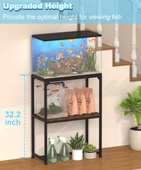 Mondazie two-tier stand enables organized storage for tanks and accessories.