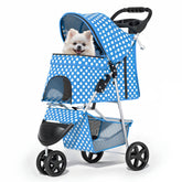 MoNiBloom 3Wheels Stroller folds for easy travel with small pets.