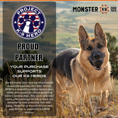 Monster K9 Indestructible Ball in action during fetch with safe chewing and bounce.