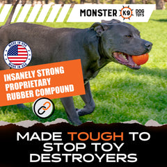 Monster K9 indestructible ball natural rubber material emphasizes safety and durability