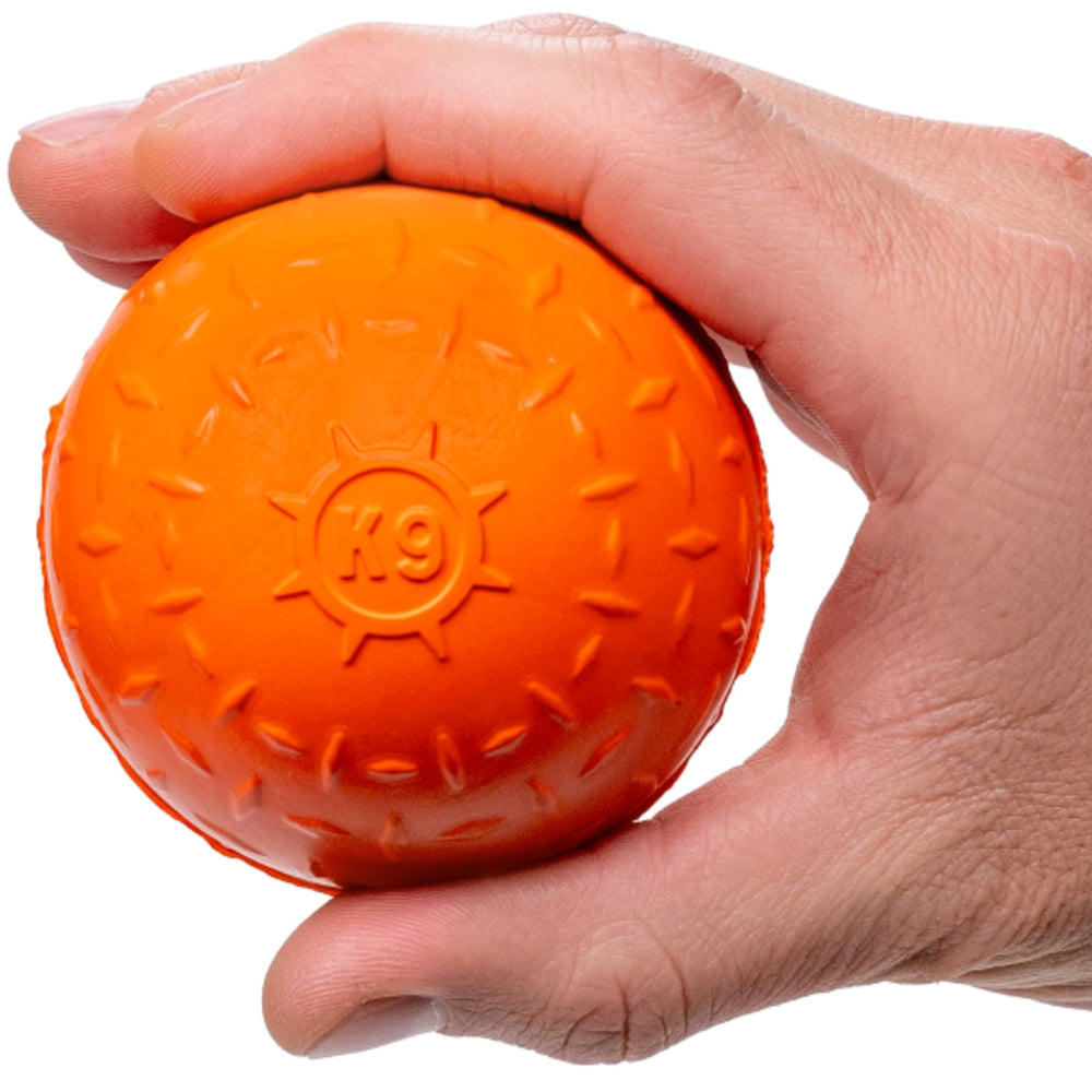 Monster K9 indestructible ball top view for aggressive chewers promotes safe, durable play