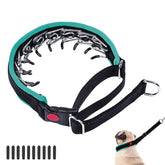 Monstoyo heavy-duty nylon no-pull collar in green, front view for secure daily walks.