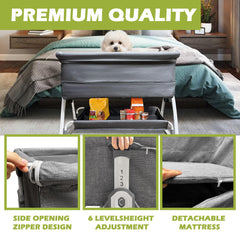 Montex two-tier design adds a storage shelf for blankets and essentials.