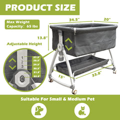 Montex bed on smooth wheels for easy relocation without waking your pet.